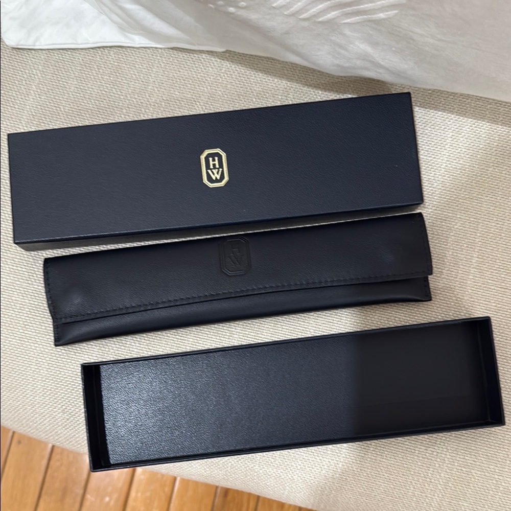 Harry Winston Dark Blue Leather Jewellery Travel Case